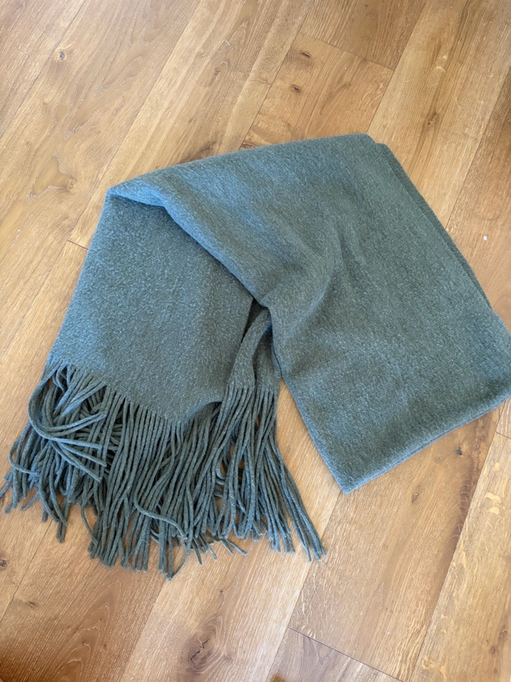 Free People Olive Green Fringe Wrap Scarf